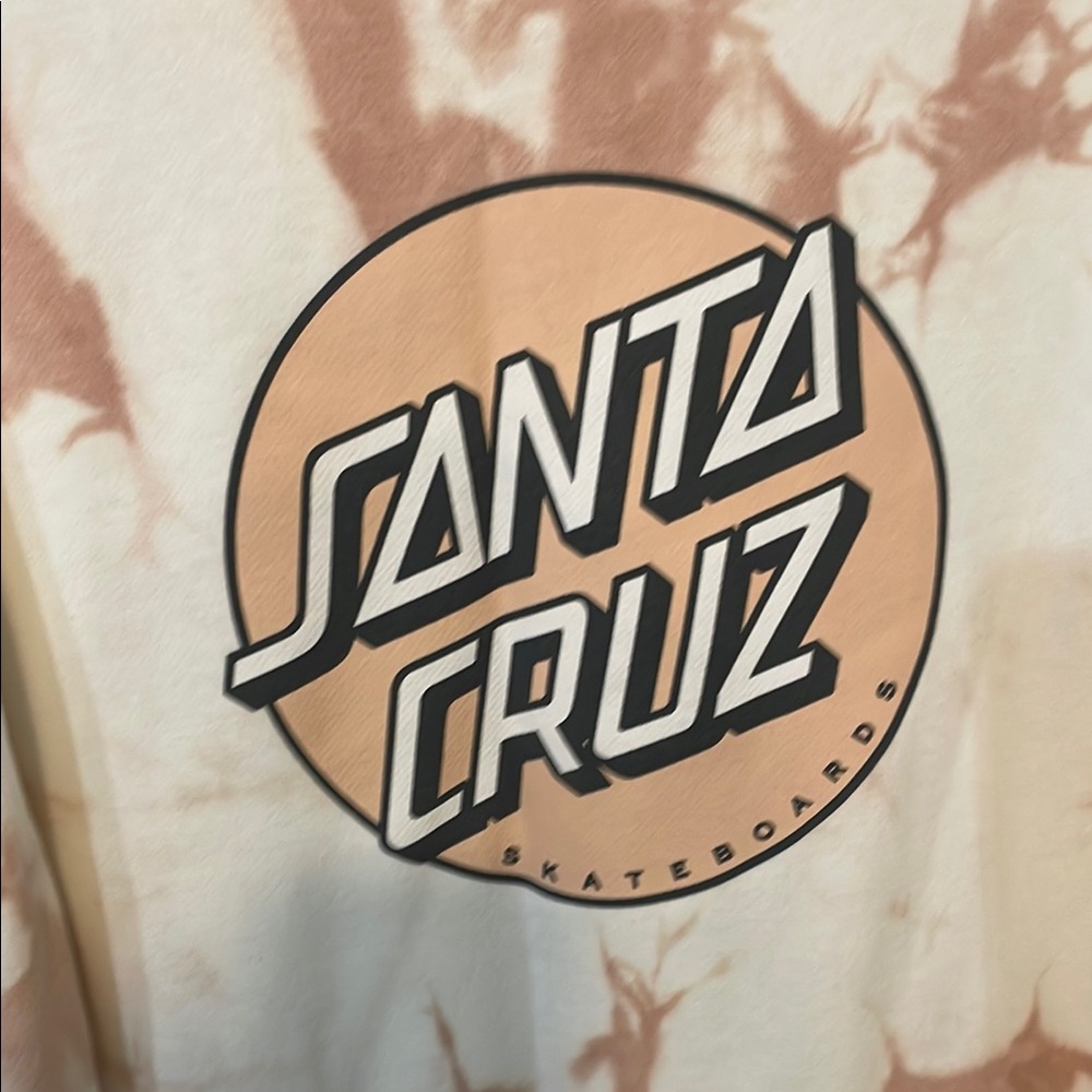 Santa Cruz Skateboards Cream and Brown Tie-Dye Hoodie